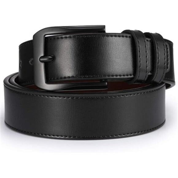 Mens Leather Belt Work Dress Casual Jeans Belt with Alloy Buckle Plus Sizes - Picture 2 of 6